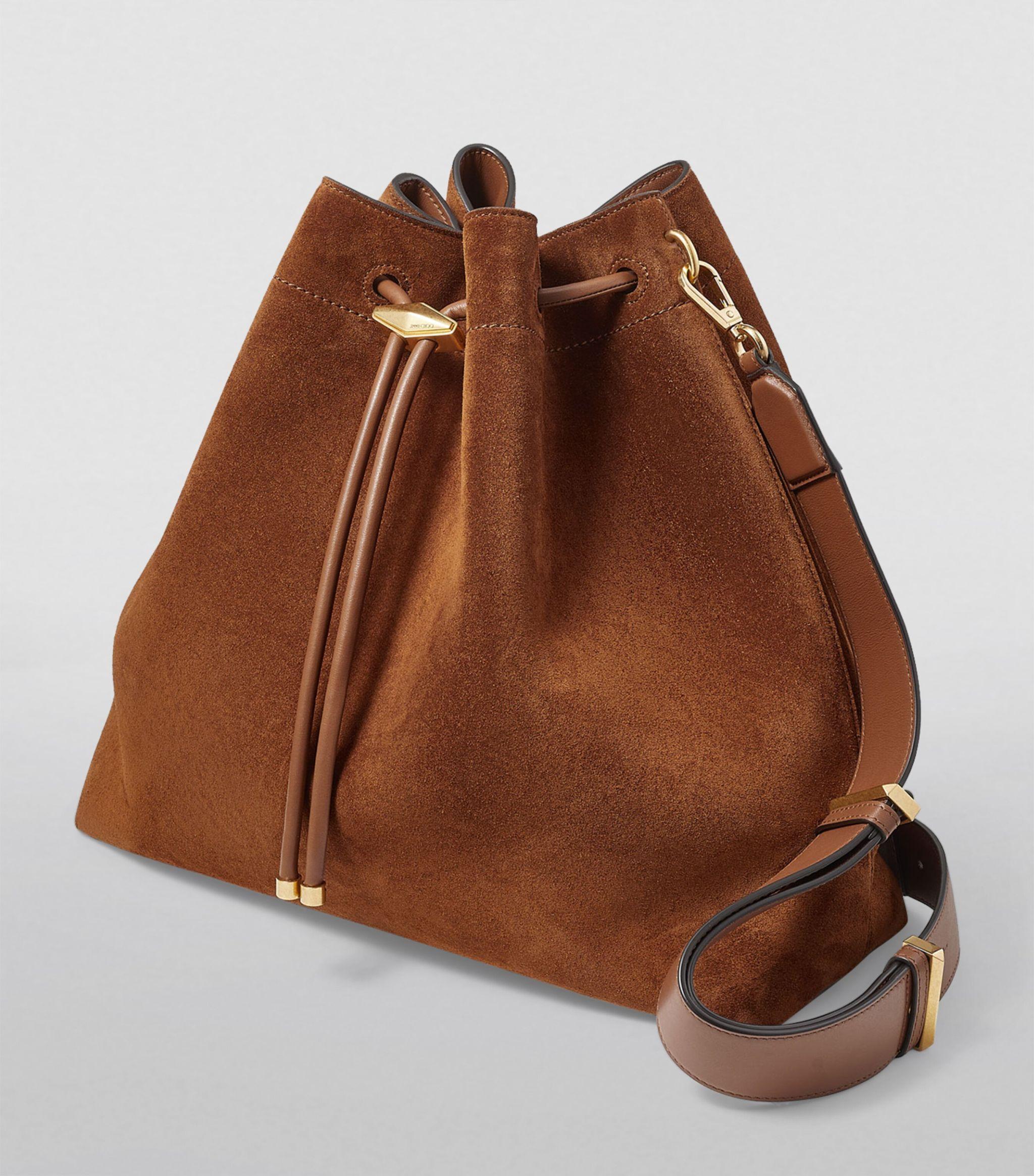 Large Suede Cinch Bucket Bag