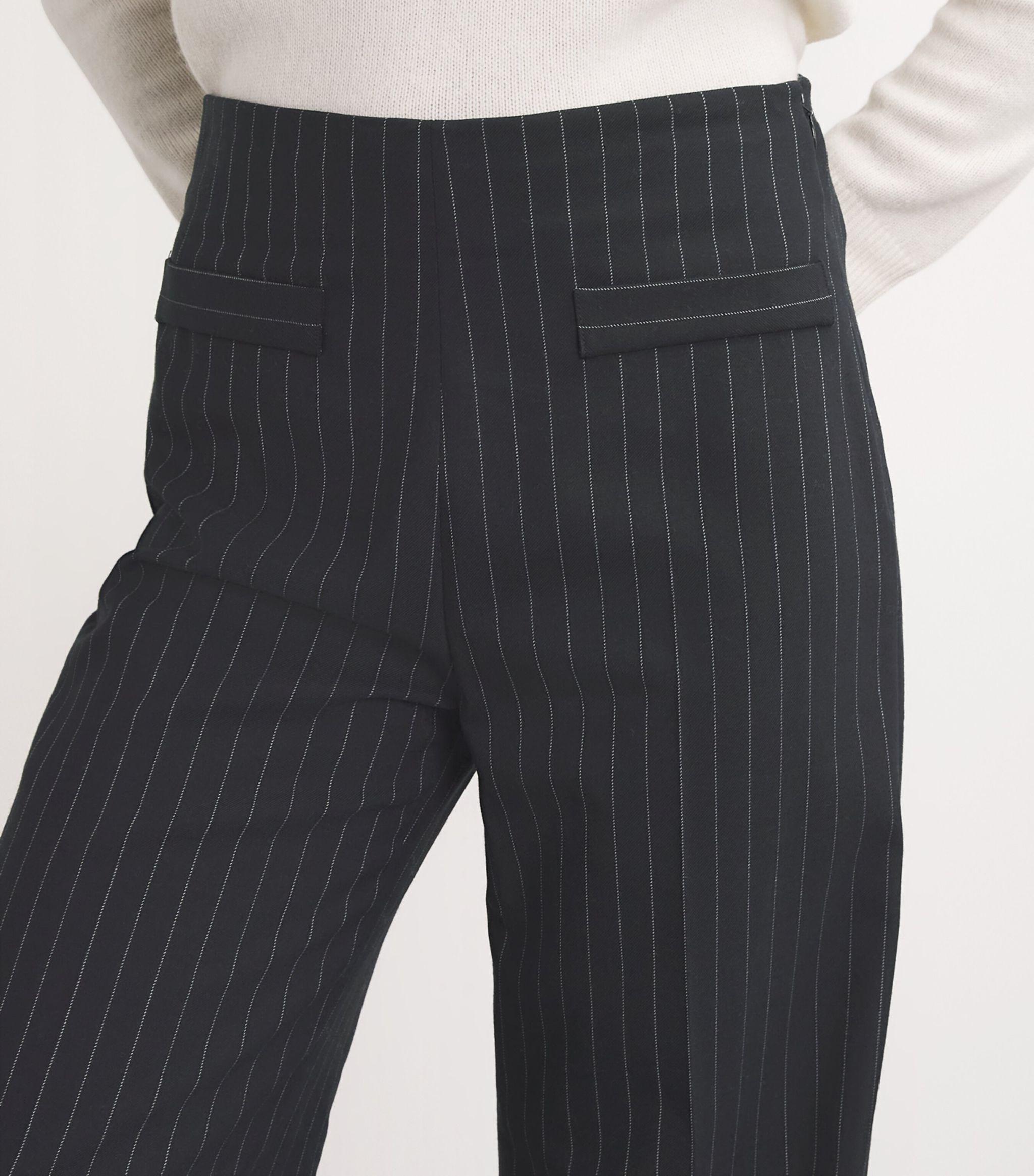 Pinstripe Wide-Leg Tailored Trousers