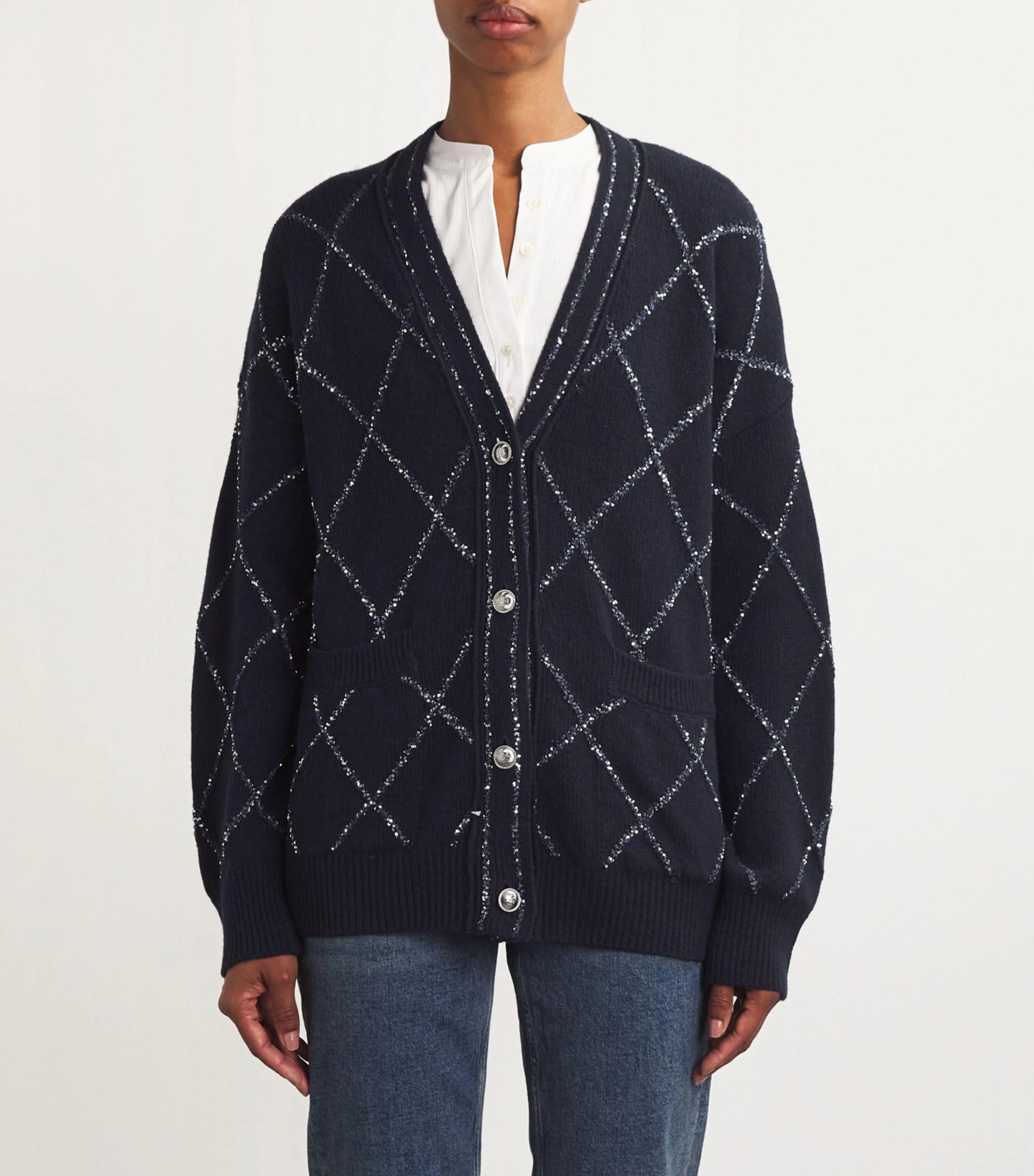 Wool-Blend Embellished Cardigan