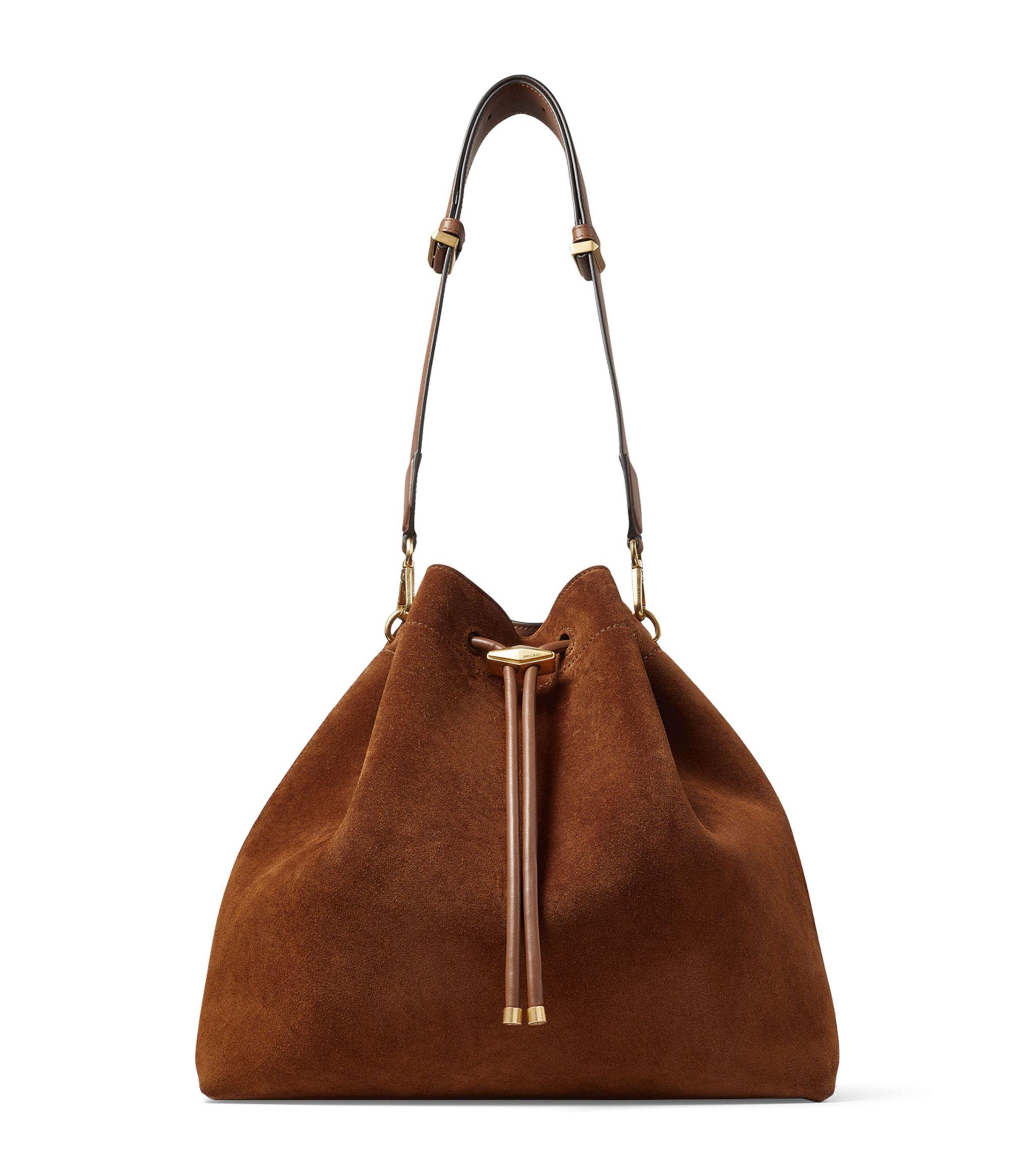 Large Suede Cinch Bucket Bag