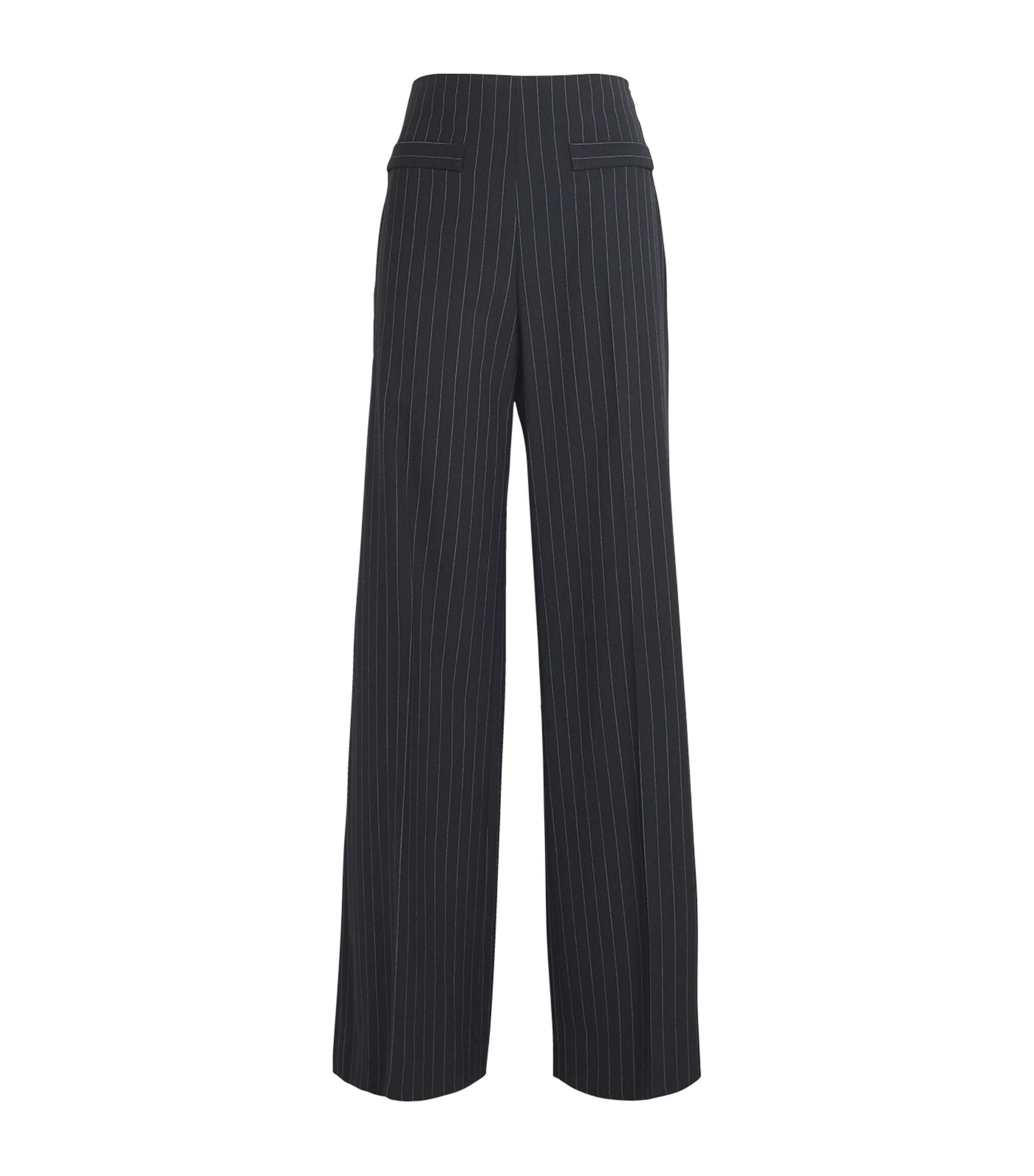 Pinstripe Wide-Leg Tailored Trousers