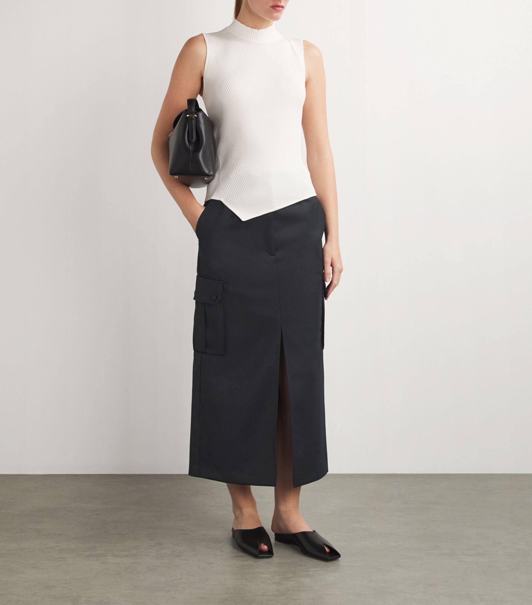 Wool-Blend Cargo Midi Skirt