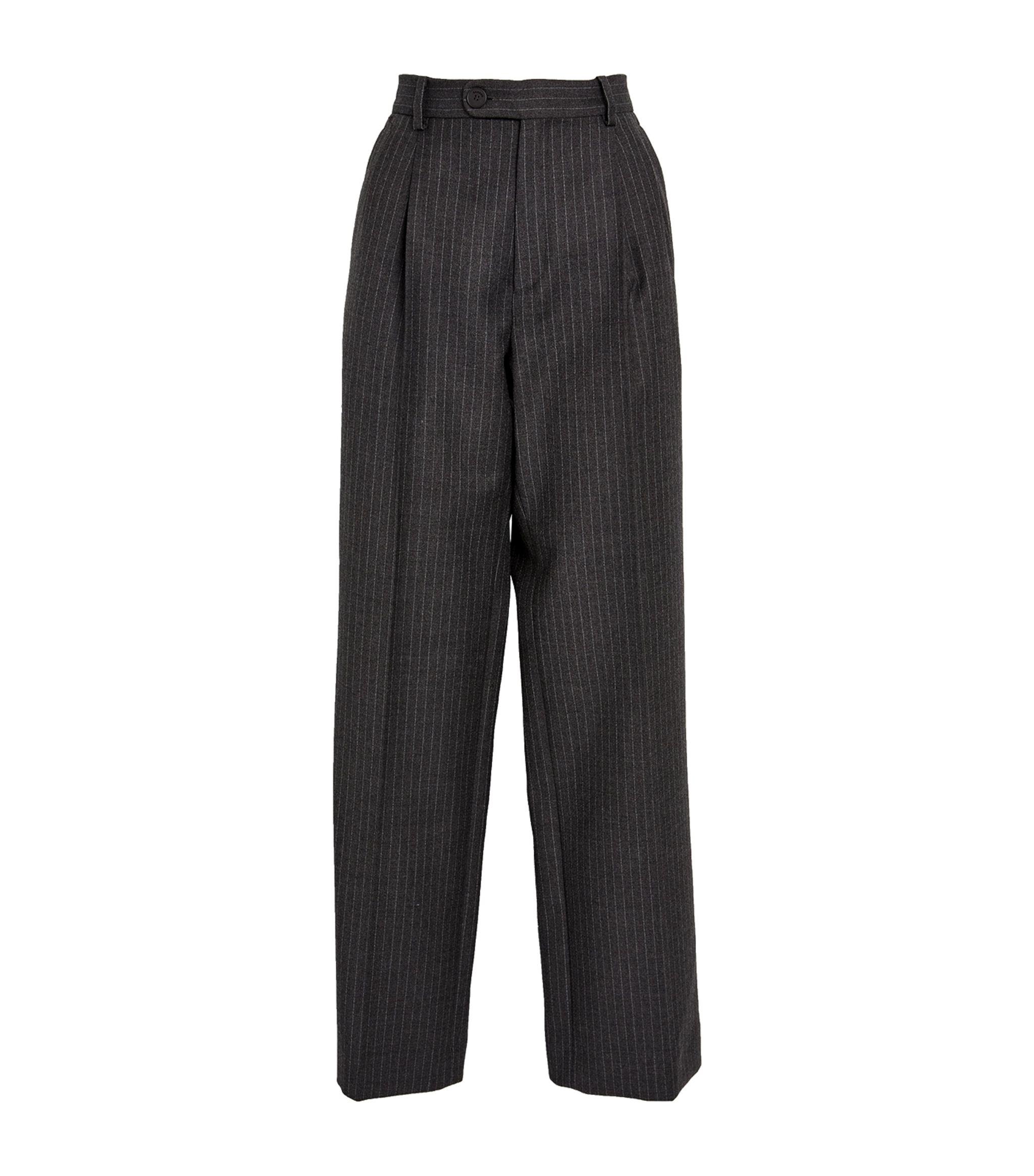 Wool Pinstripe Tailored Trousers