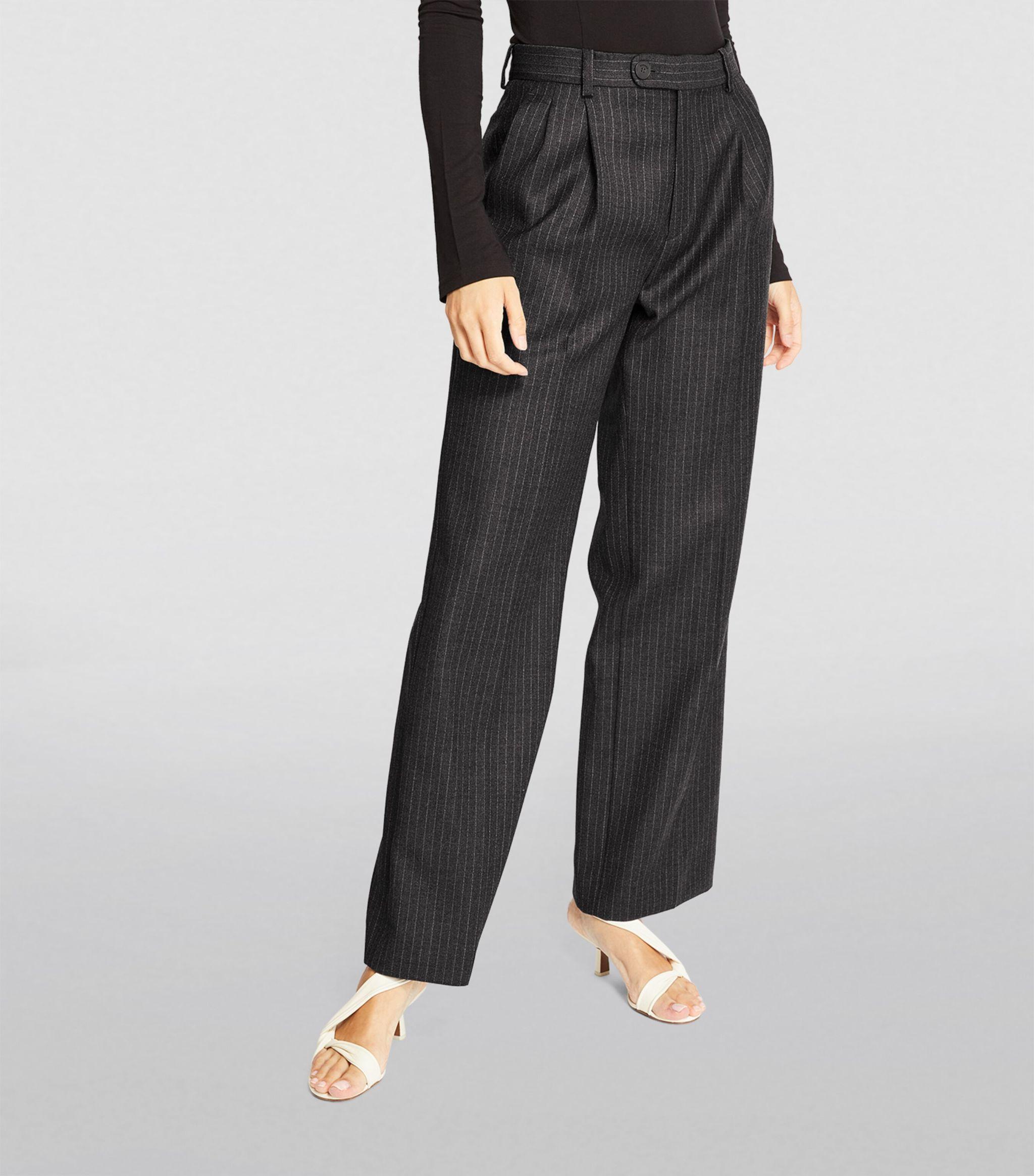 Wool Pinstripe Tailored Trousers