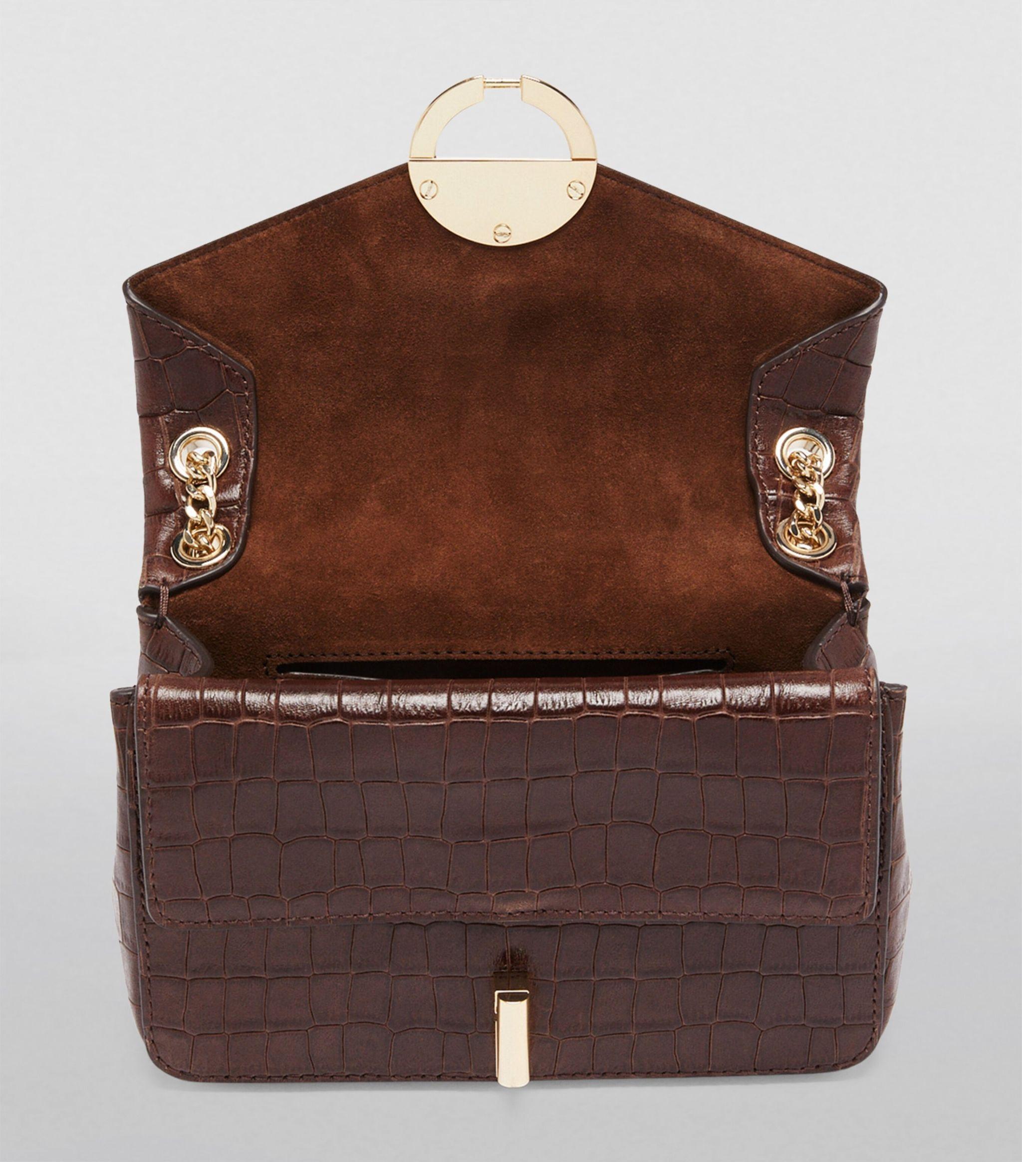 Croc-Embossed Yza Shoulder Bag