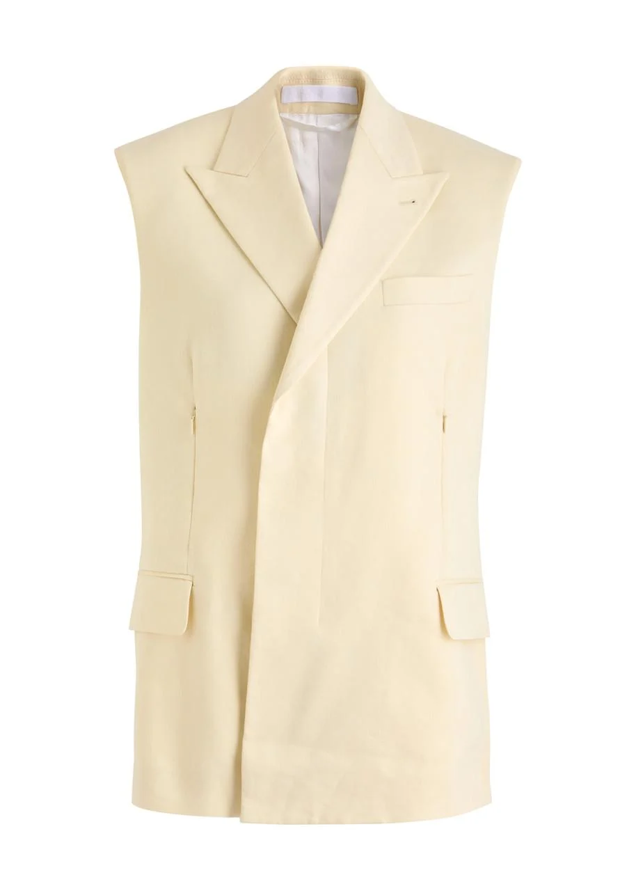 Sleeveless linen-blend blazer 