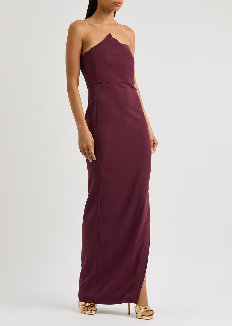 Strapless panelled crepe gown