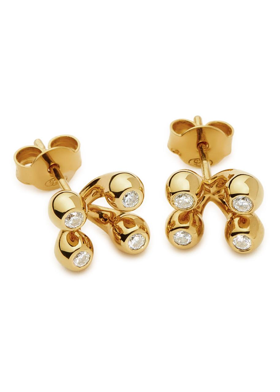 X The Flag Twins Atom 18kt gold vermeil stud earrings