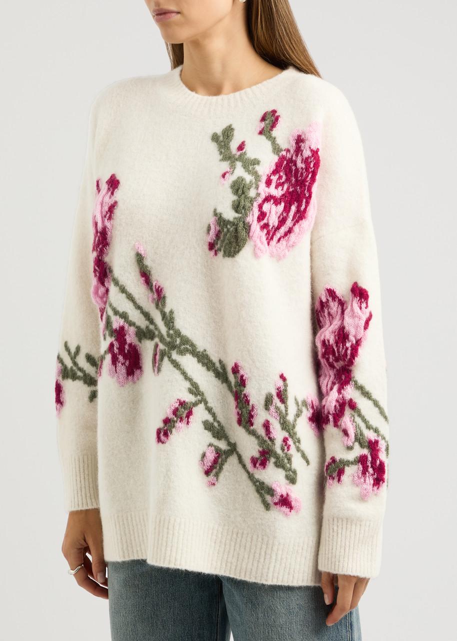 Floral-intarsia alpaca-blend jumper 