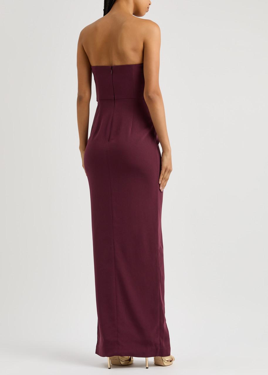 Strapless panelled crepe gown