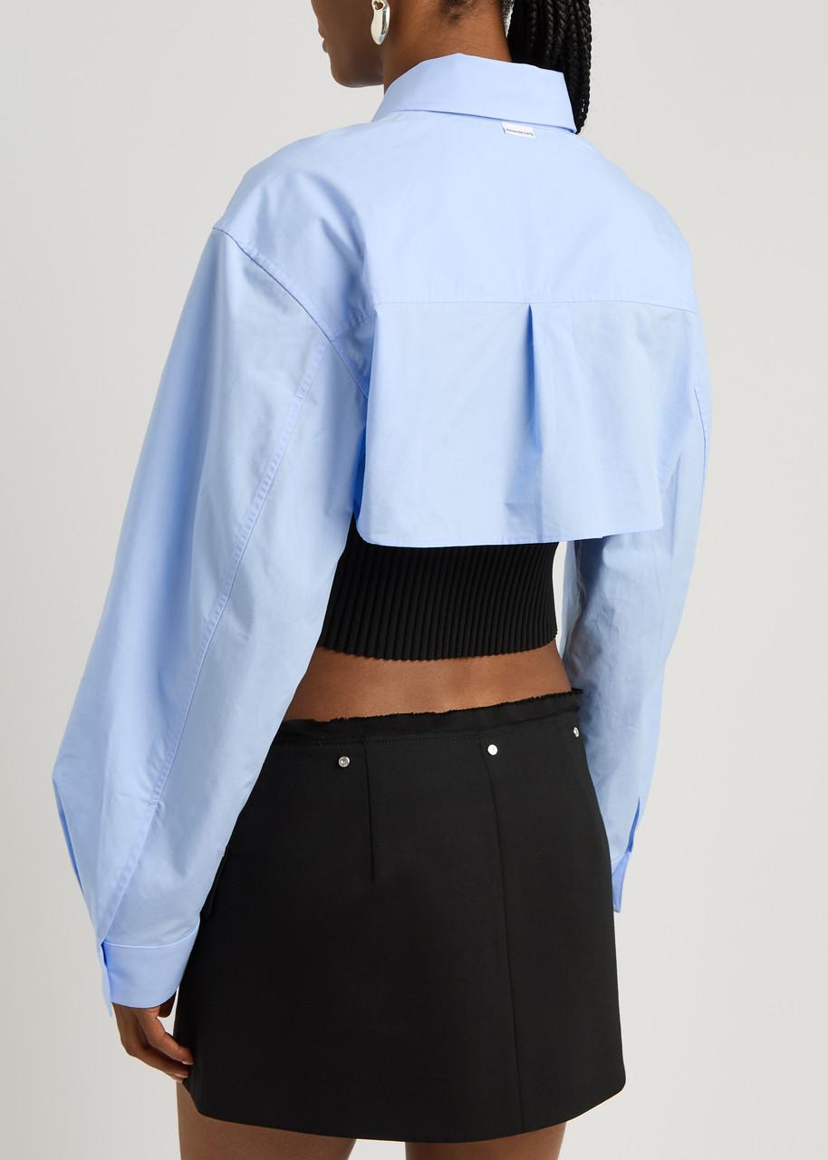 Cropped layered cotton shirt