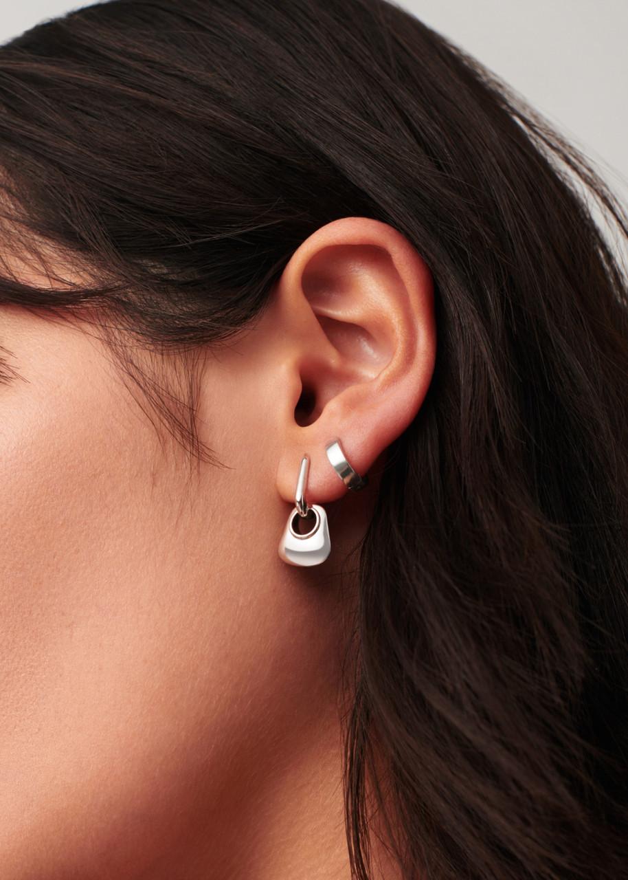 Hera mini rhodium-plated hoop earrings 