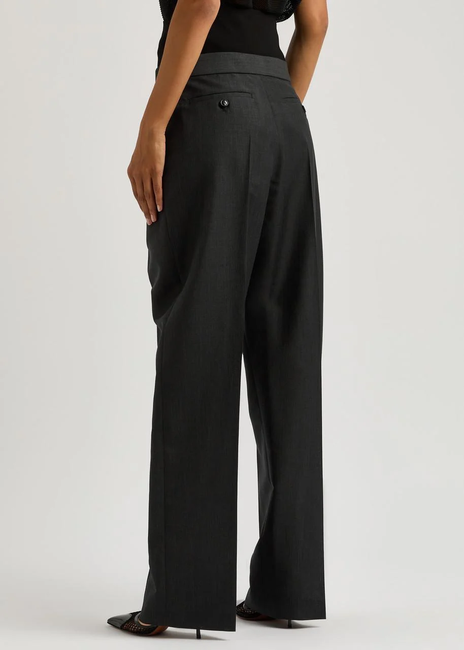 Layered mohair-blend trousers