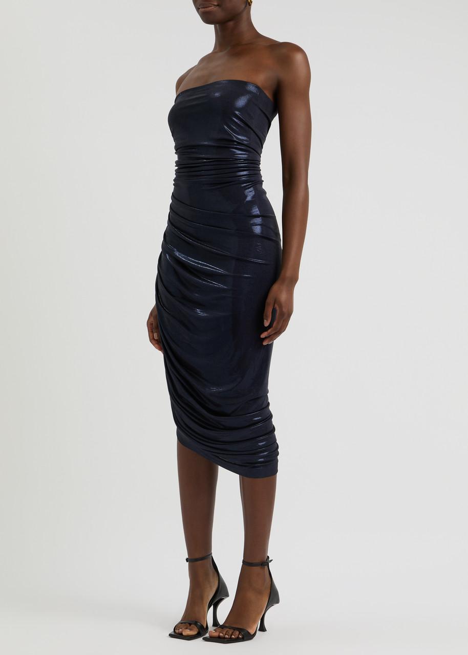 Diana strapless satin-jersey midi dress