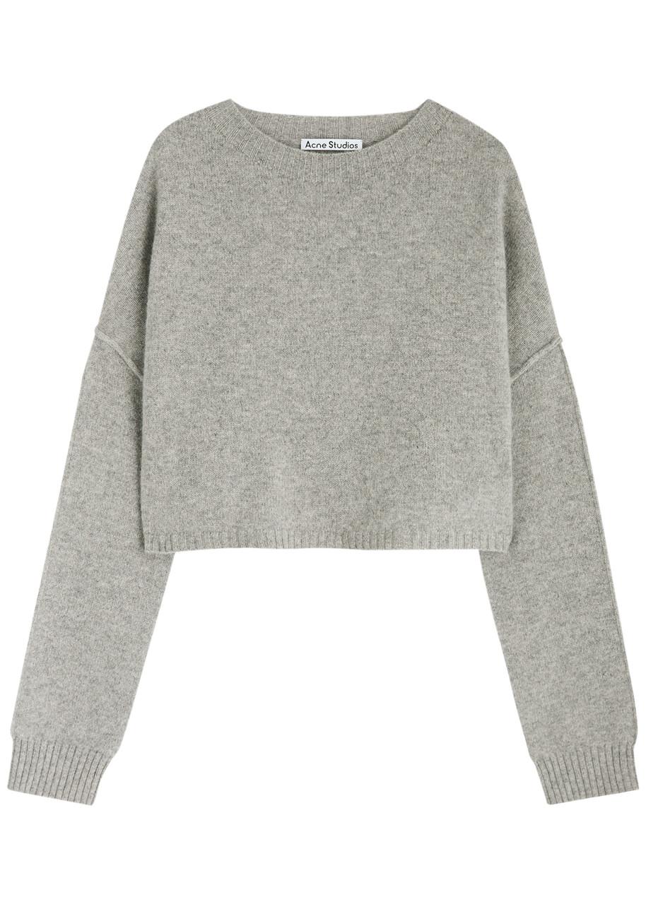 Cropped wool-blend jumper