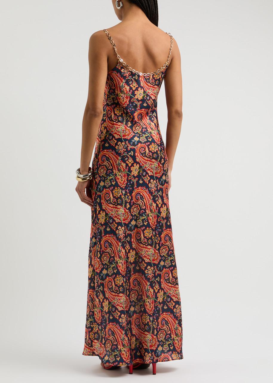 Printed satin maxi dress