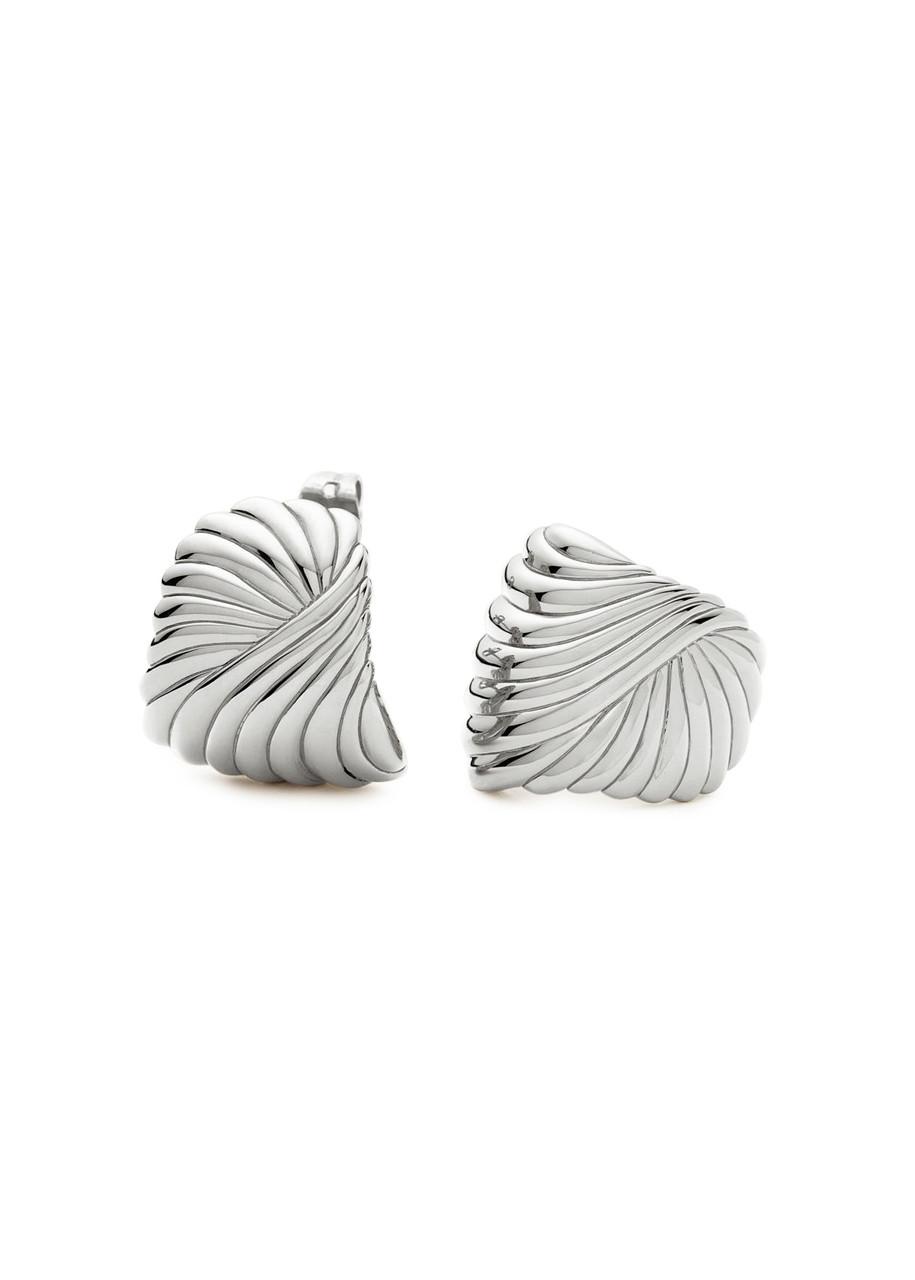 Ripple rhodium-plated stud earrings