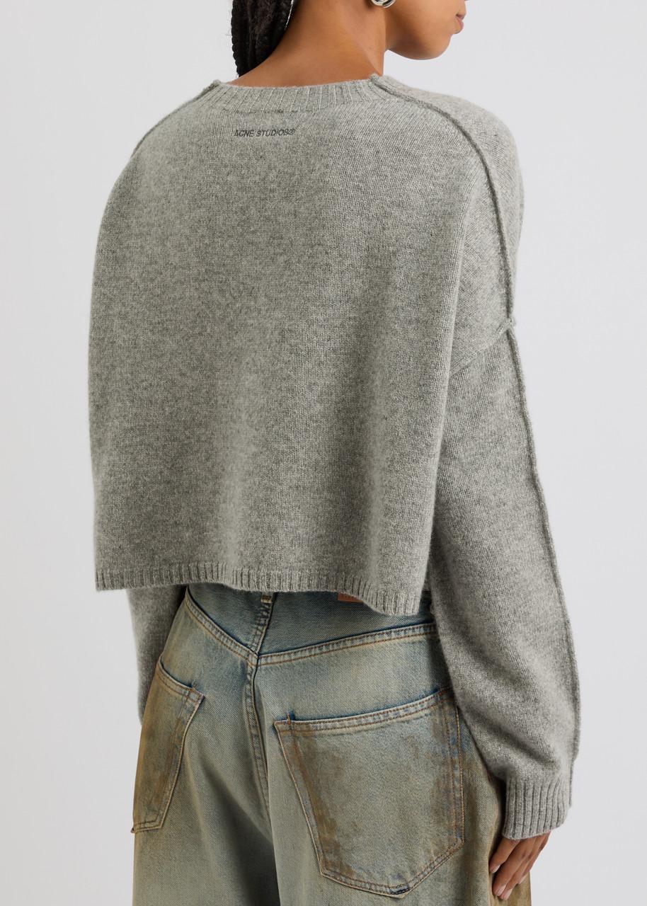 Cropped wool-blend jumper