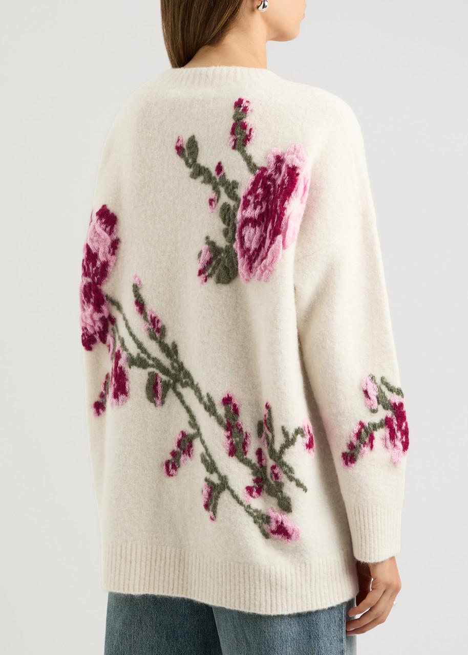 Floral-intarsia alpaca-blend jumper 