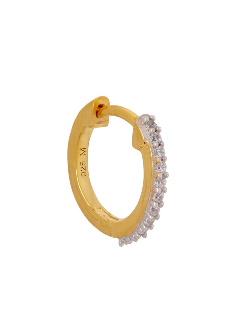 Pavé Huggie 18kt gold vermeil hoop earrings