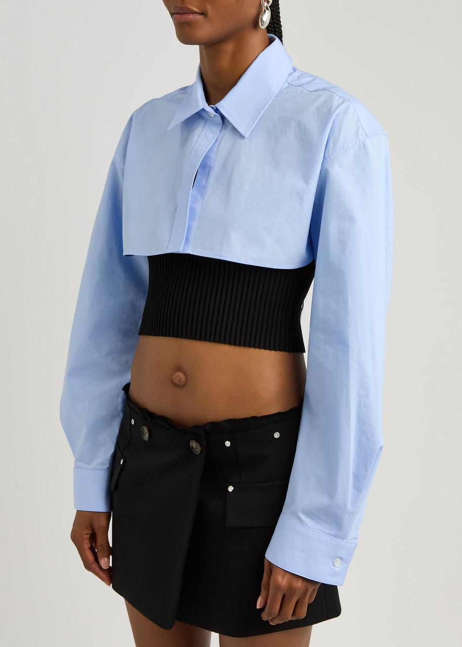 Cropped layered cotton shirt