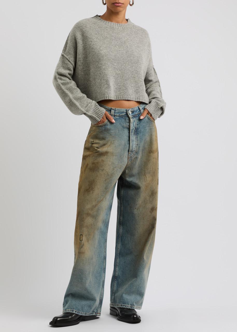 Cropped wool-blend jumper