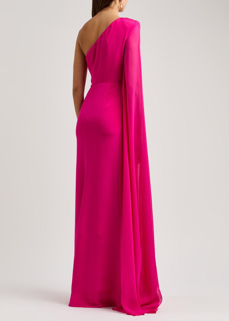 One-shoulder silk-satin gown 