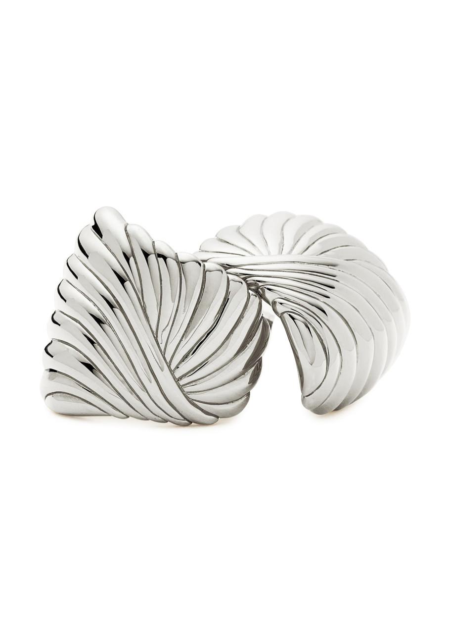 Ripple rhodium-plated stud earrings