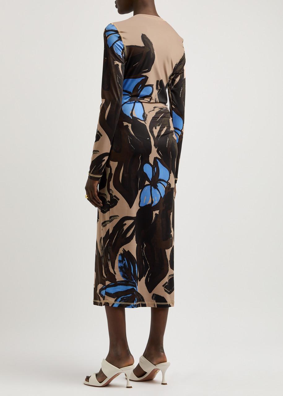 Printed stretch-jersey midi dress