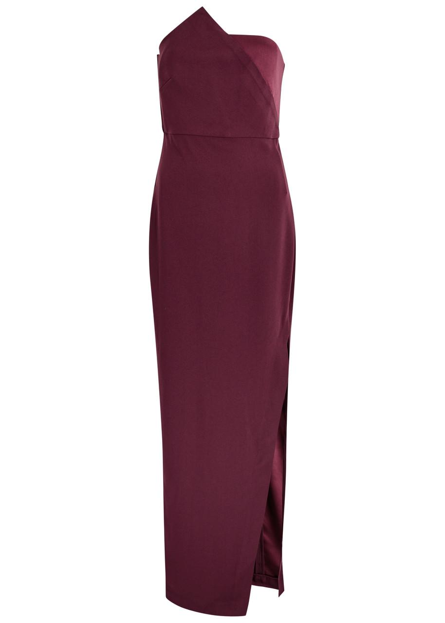 Strapless panelled crepe gown