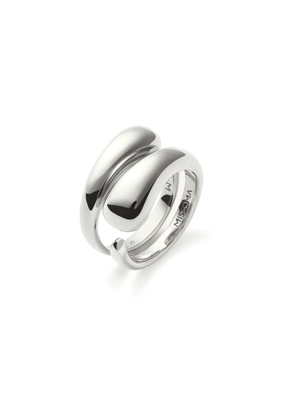 Molten silver-plated stacking rings - set of two 