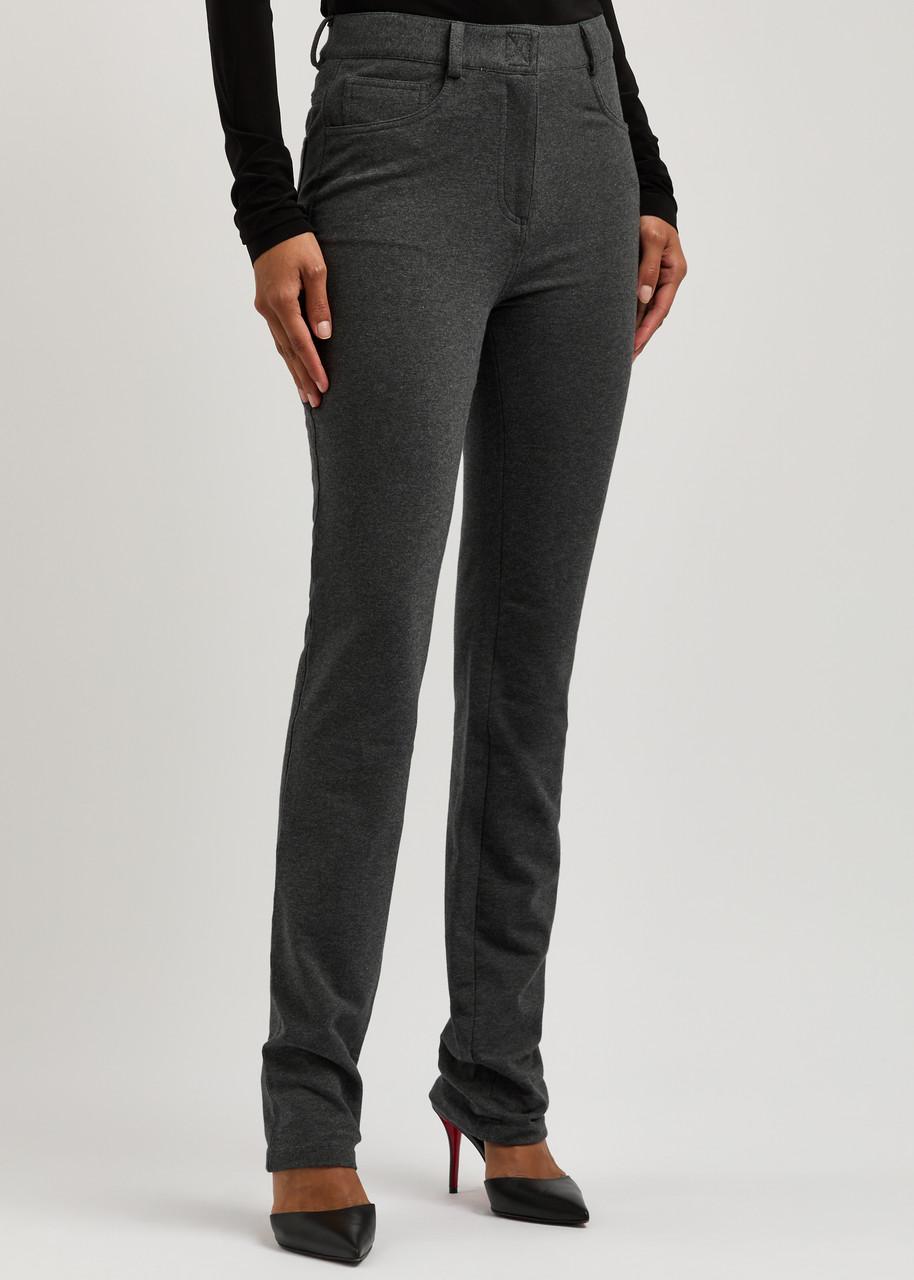 Belted stretch-cotton trousers