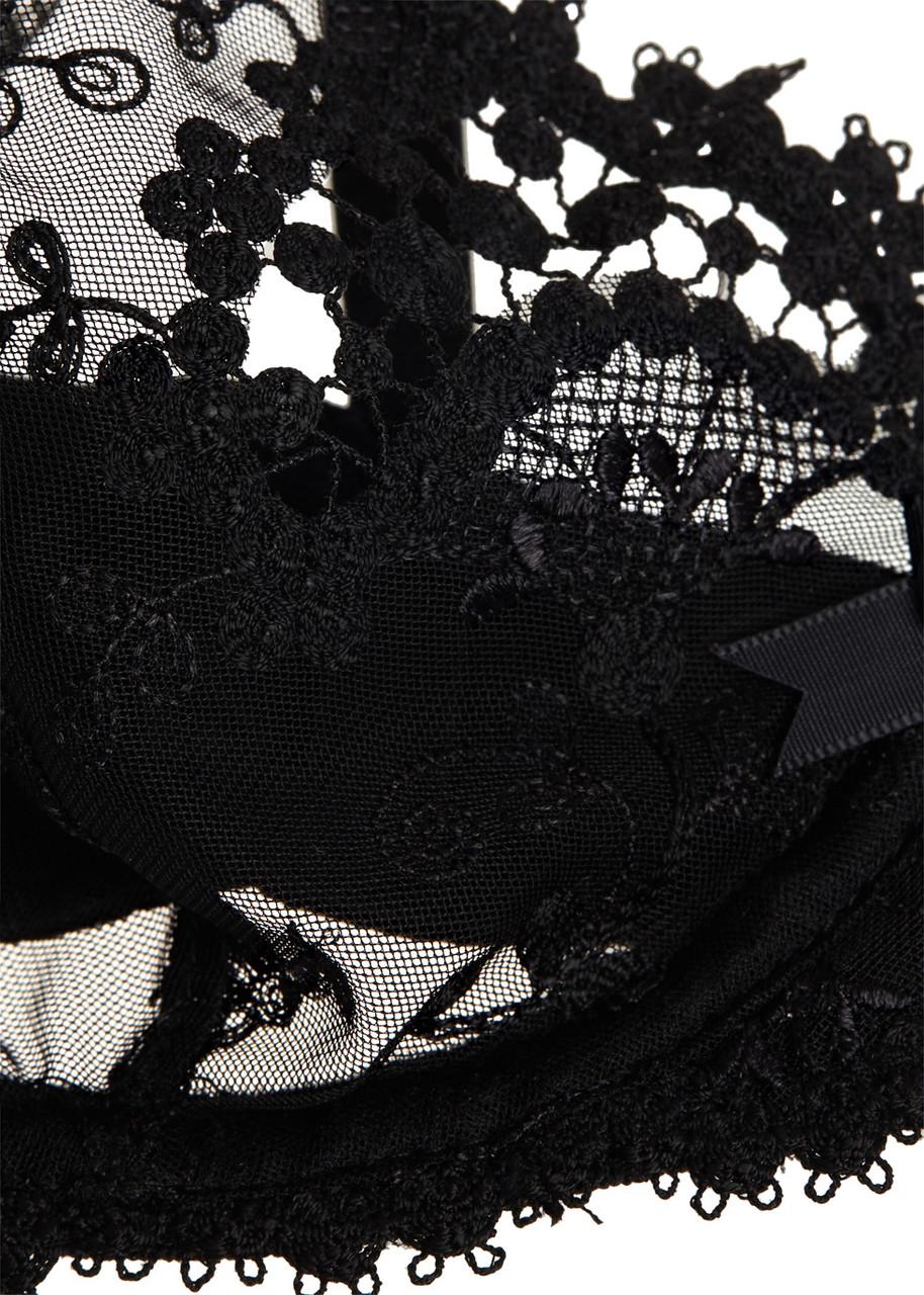 Wish black lace half-cup bra