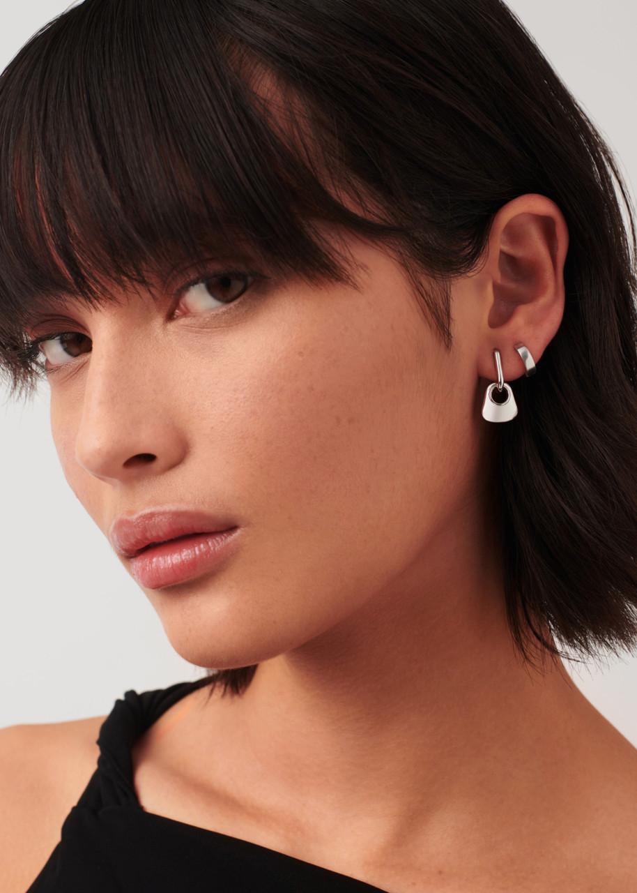 Hera mini rhodium-plated hoop earrings 