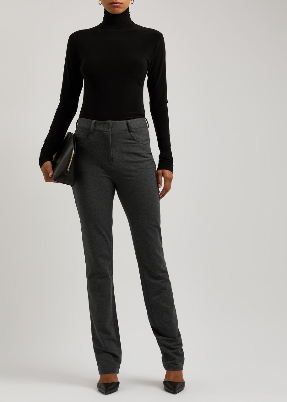 Belted stretch-cotton trousers