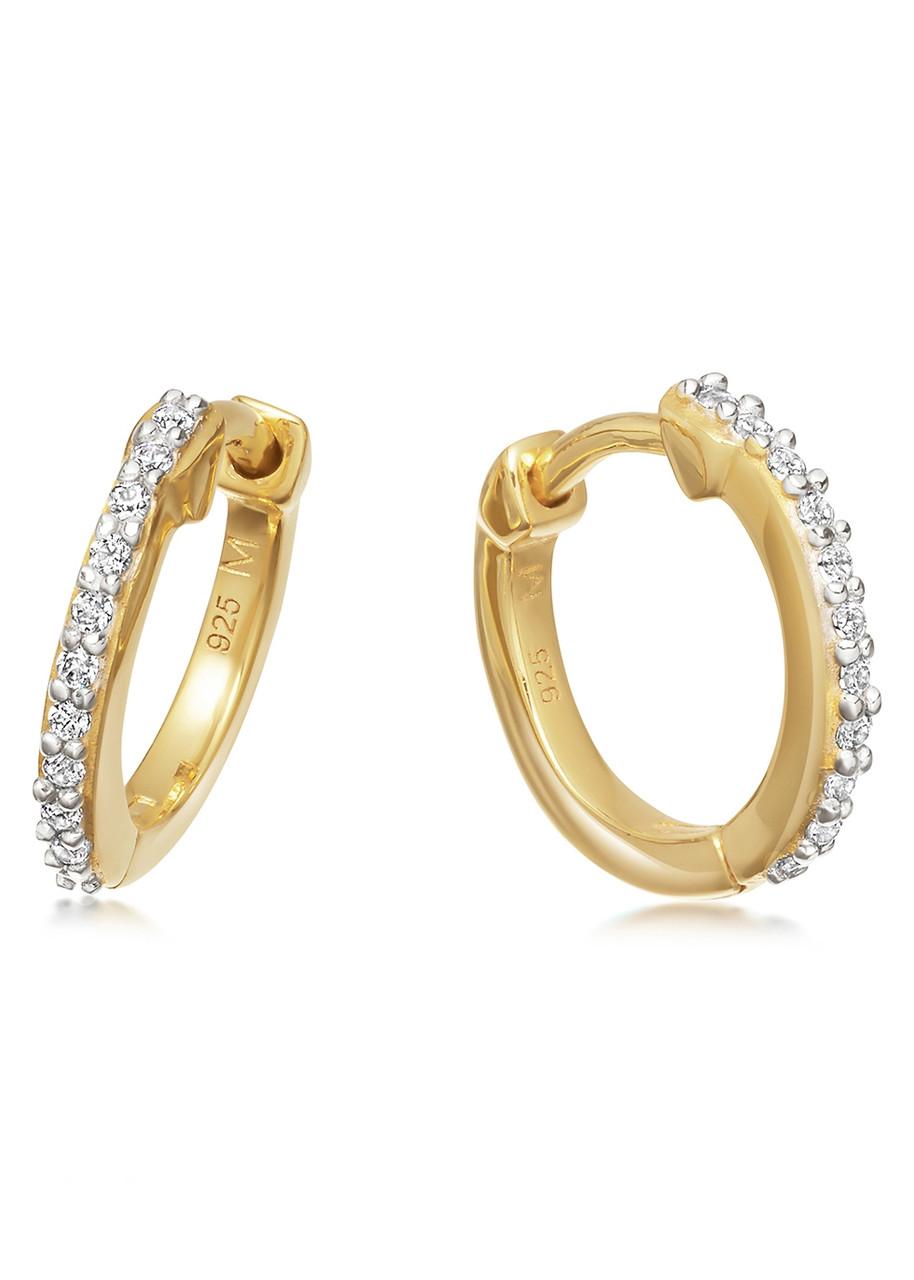 Pavé Huggie 18kt gold vermeil hoop earrings