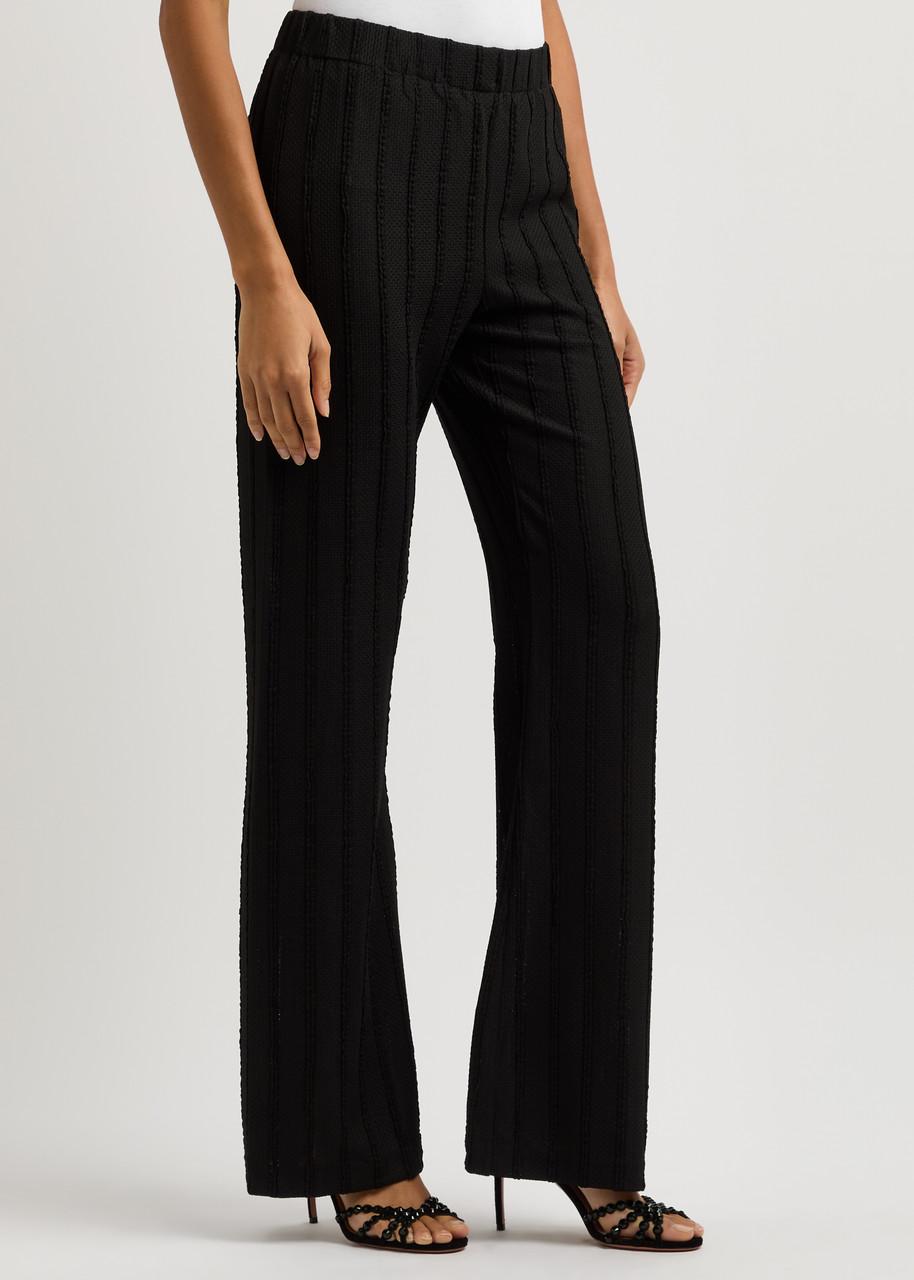 Striped straight-leg knitted trousers