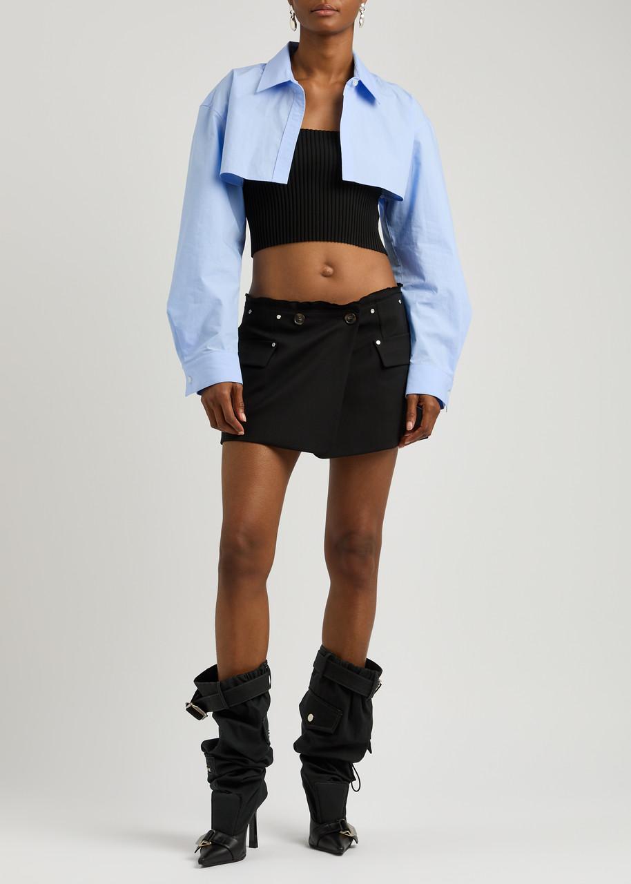 Cropped layered cotton shirt