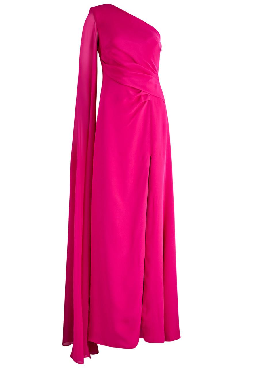 One-shoulder silk-satin gown 