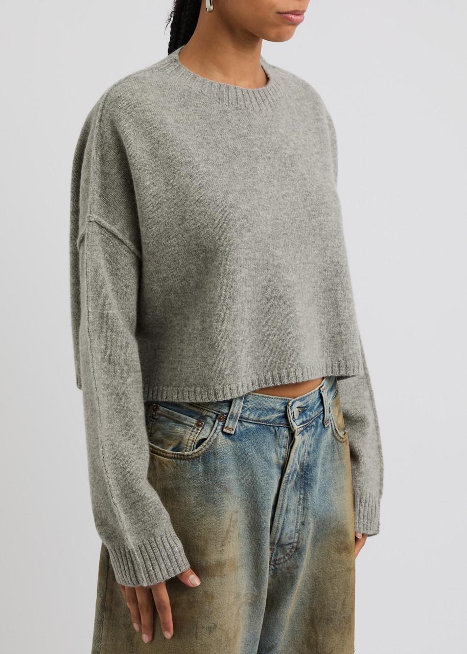 Cropped wool-blend jumper