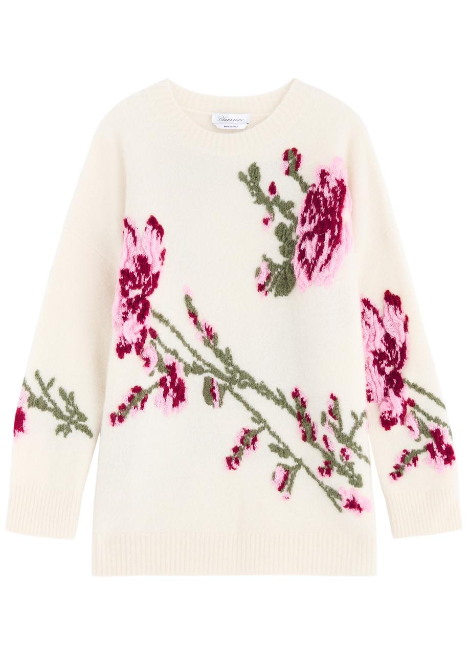 Floral-intarsia alpaca-blend jumper 