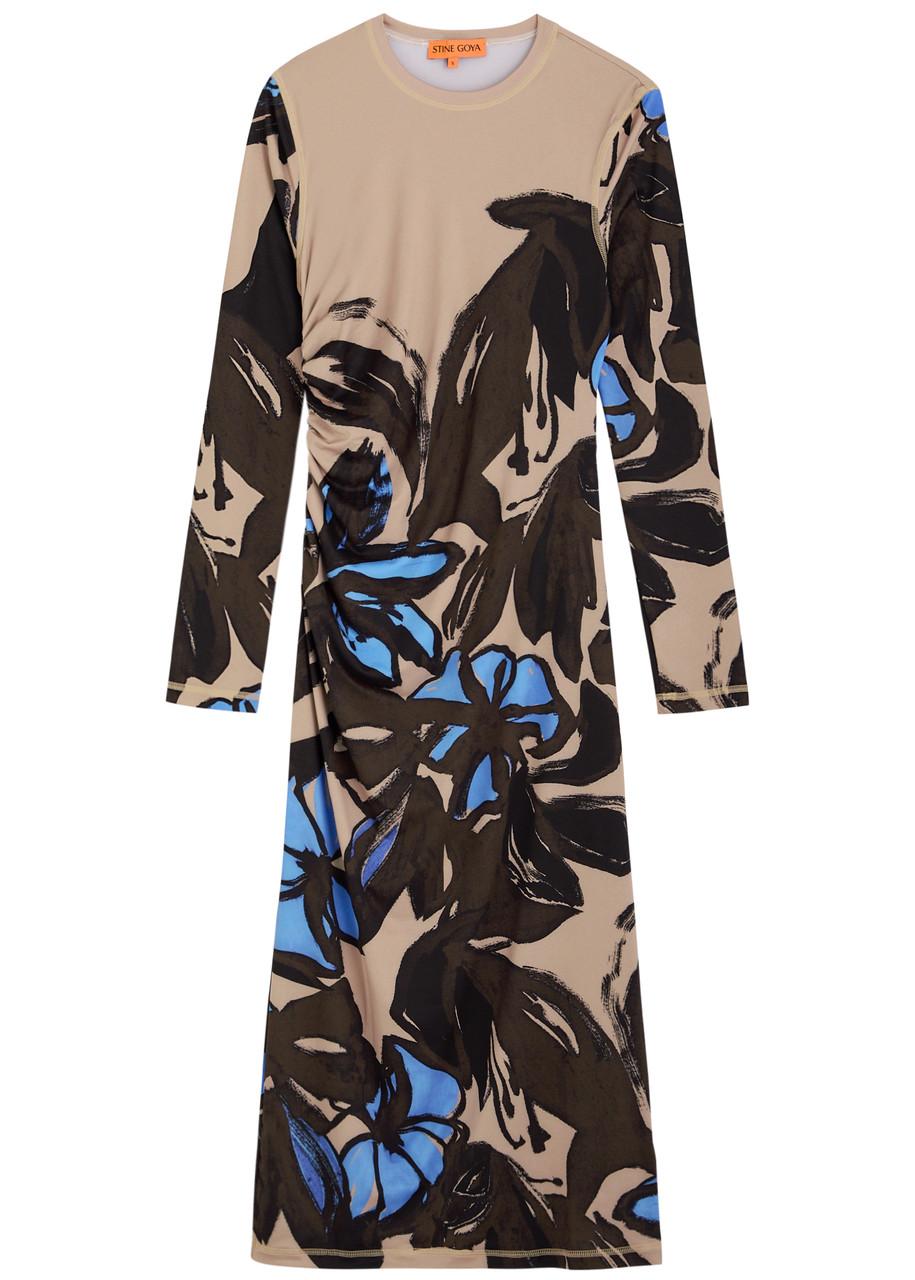 Printed stretch-jersey midi dress