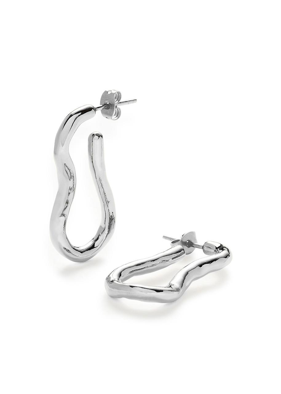 Molten Ovate silver-plated hoop earrings