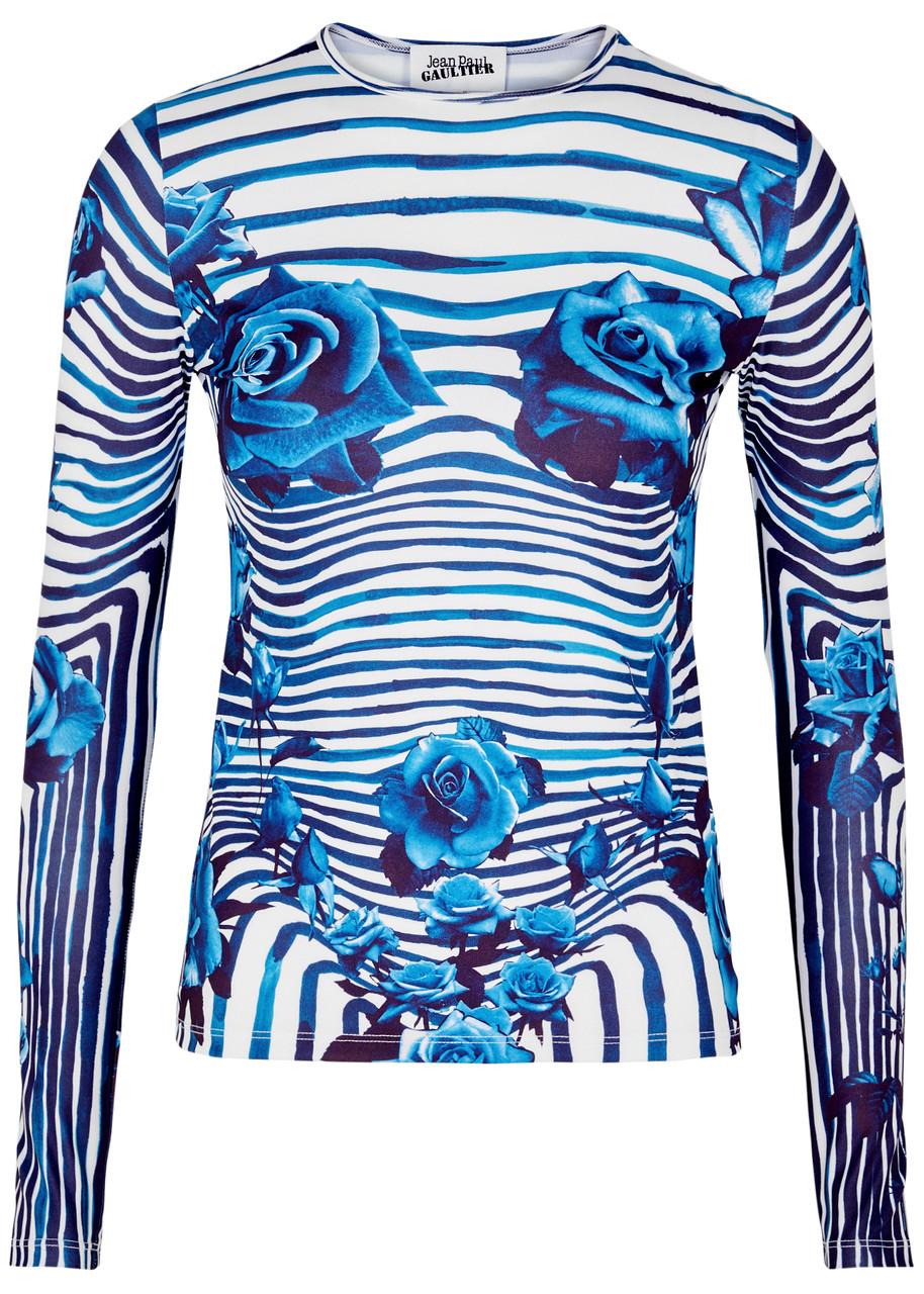 Flower Body Morphing stretch-jersey top 