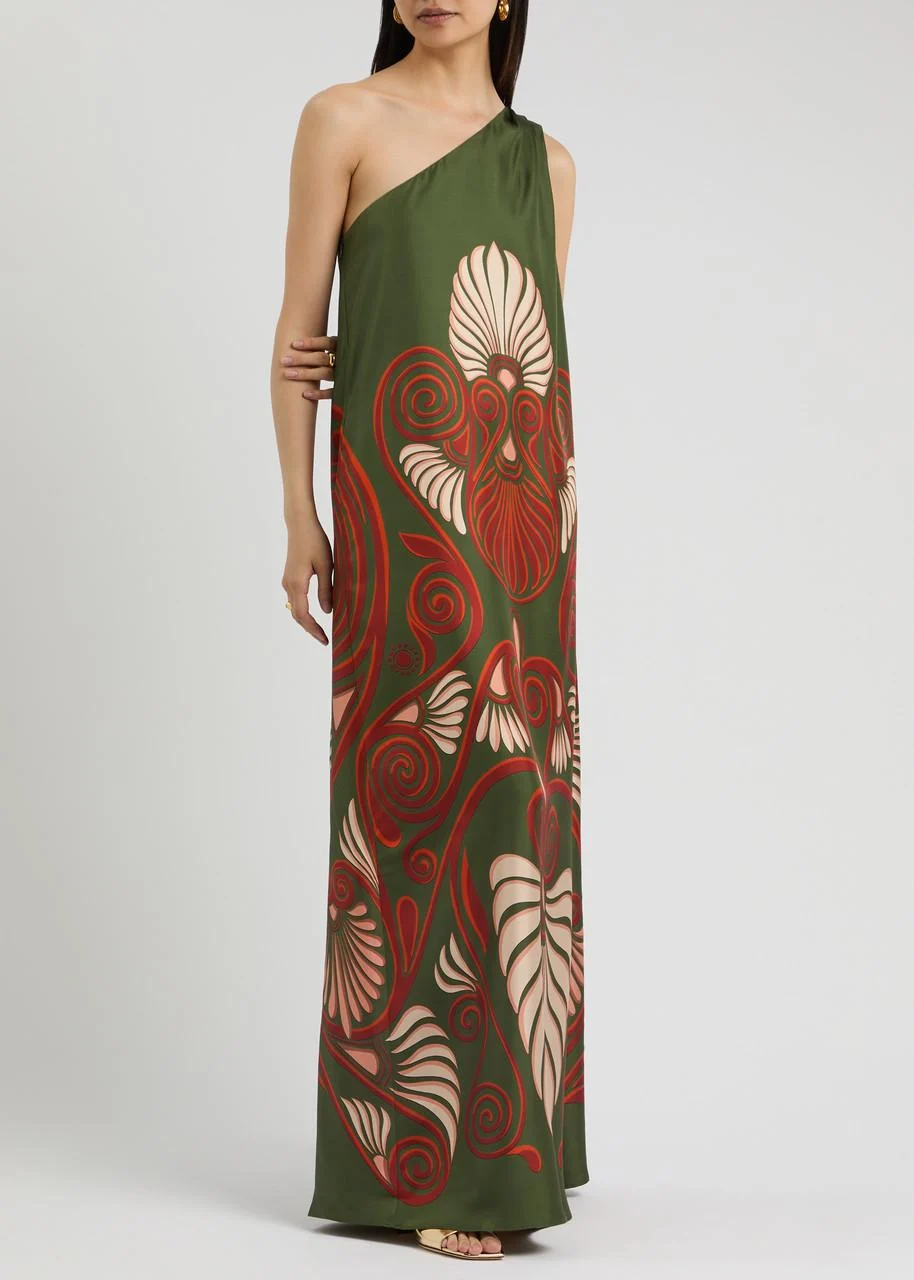 Roy printed silk-satin maxi dress 