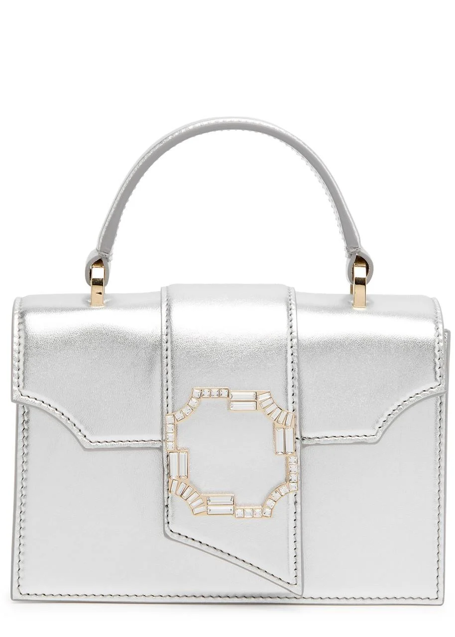 Audrey mini metallic leather top handle bag 