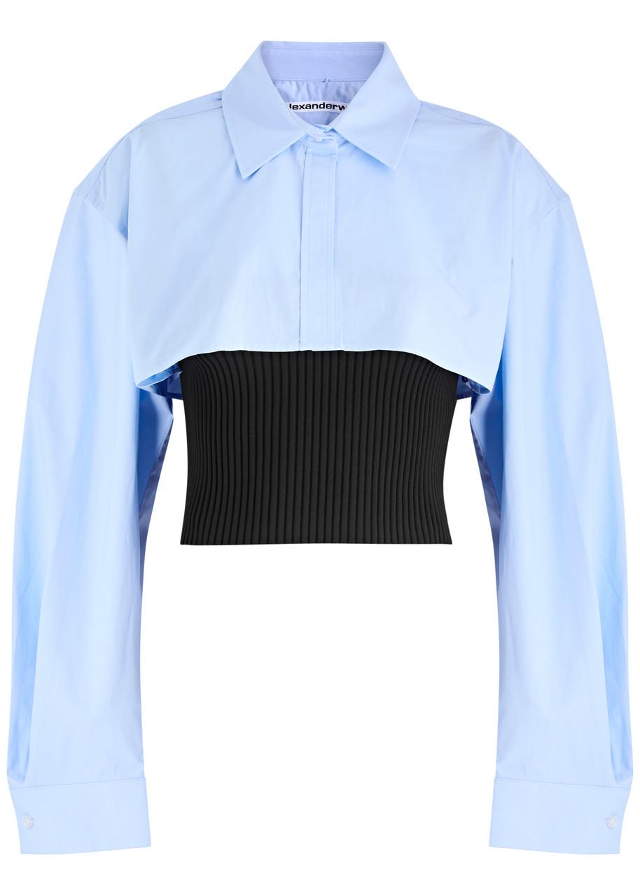 Cropped layered cotton shirt