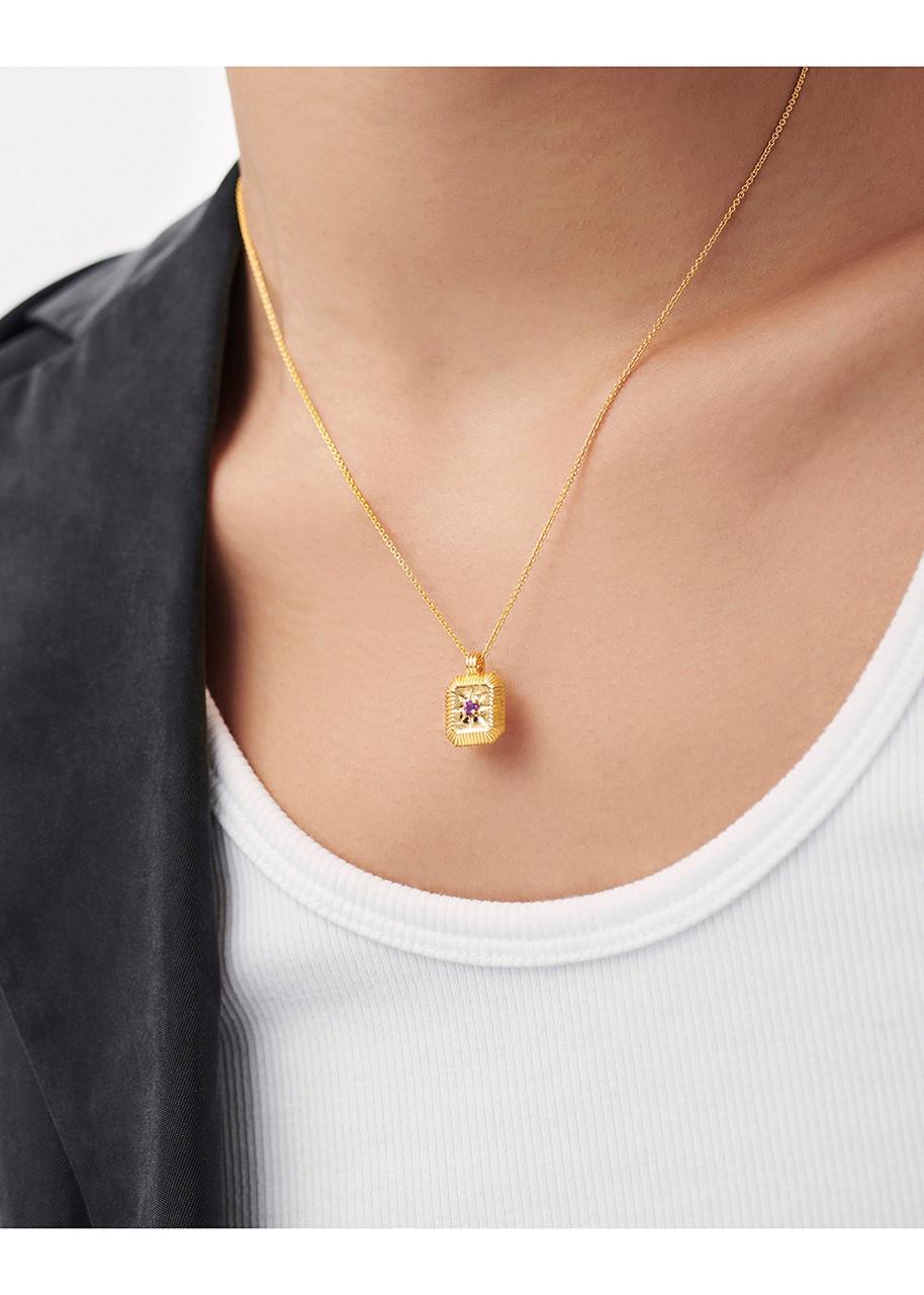 February Birthstone 18kt gold-plated necklace