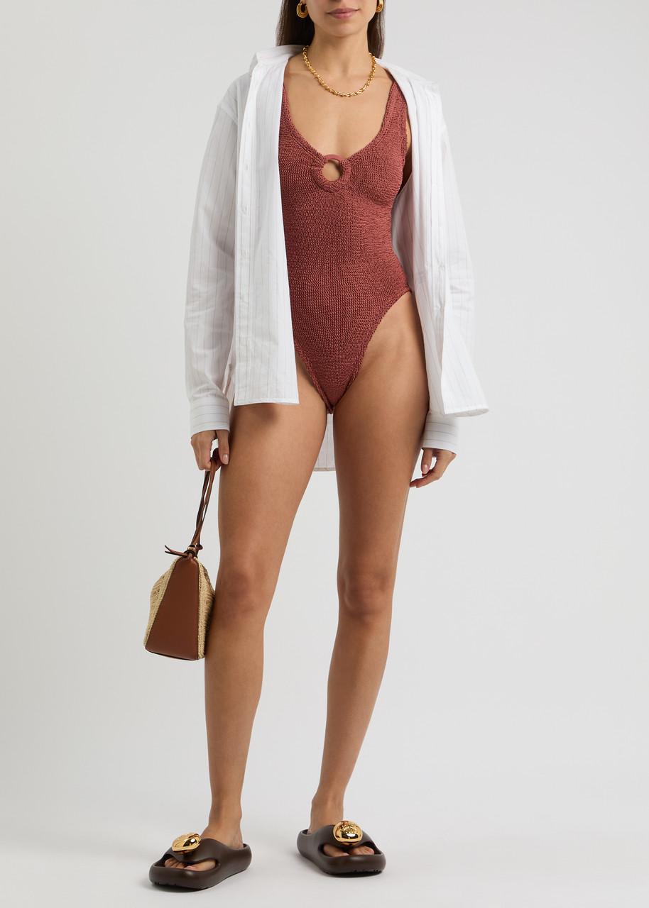 Celine cut-out seersucker swimsuit 