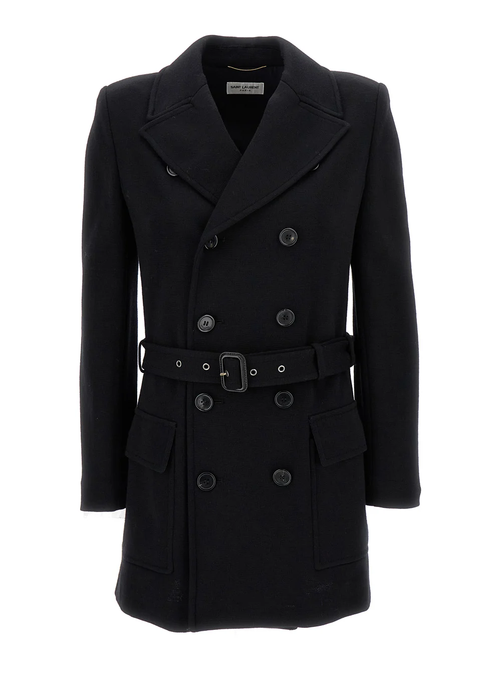 Black Double-breasted 'saharienne' Jacket In Wool Blend Woman